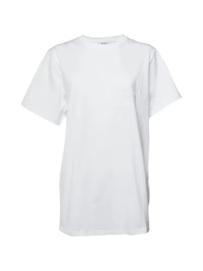 Pre-owned Max Mara Logo-embroidered Crew-neck T-shirt In White