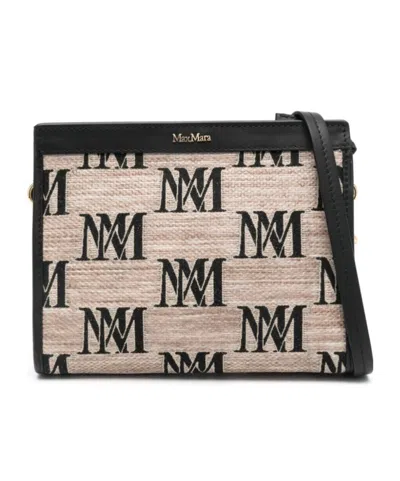 Max Mara Logo-embroidered Cross Body Bag In Nude