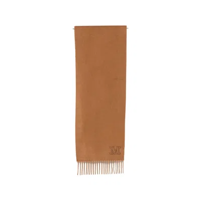 Max Mara Logo-embroidered Fringed Scarf In Burgundy