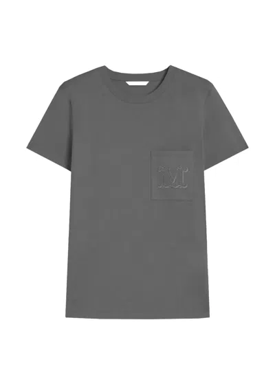 Max Mara Logo-embroidered Pocket T-shirt In Gray