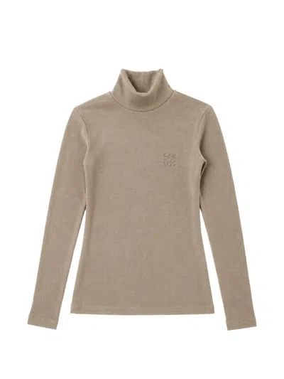 Max Mara Logo-embroidered Roll-neck Top In Neutral