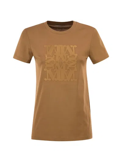 Max Mara Logo-embroidered T-shirt In Brown