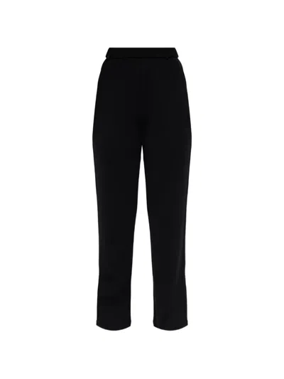 Max Mara Logo-embroidered Wool Track Pants In Black