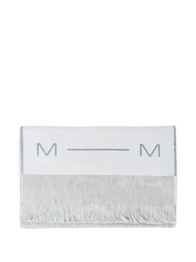 Max Mara Logo-intarsia Fringed Scarf In Green