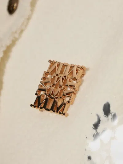 Max Mara Logo-monogram Brooch In Gold