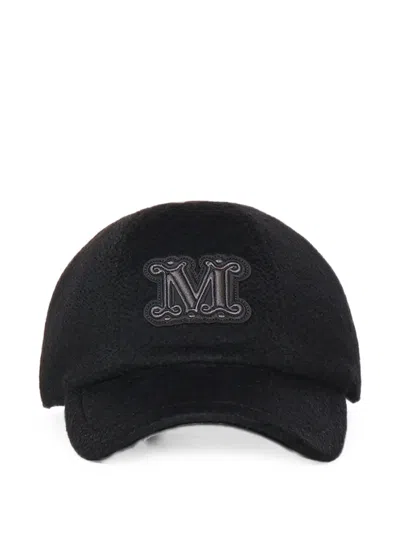Max Mara Logo-patch Cashmere Baseball Cap In Metallic