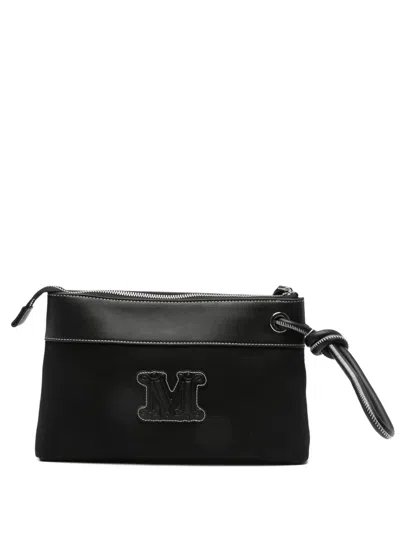 Max Mara Logo-patch Clutch Bag In Black