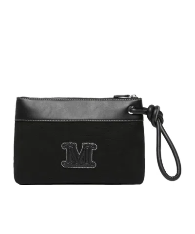 Max Mara Logo-patch Clutch Bag In White