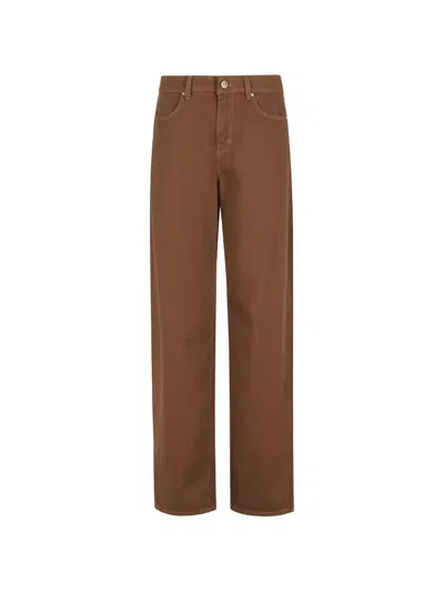 Max Mara Logo-patch Wide-leg Trousers In Brown