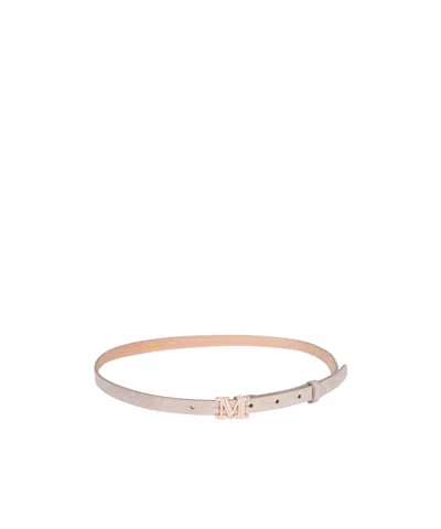 Max Mara Logo-plaque Buckle Belt In Nude