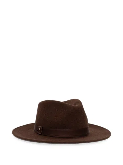 Max Mara Logo-plaque Fedora Hat In Brown