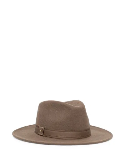 Max Mara Logo-plaque Felt Fedora Hat In Brown