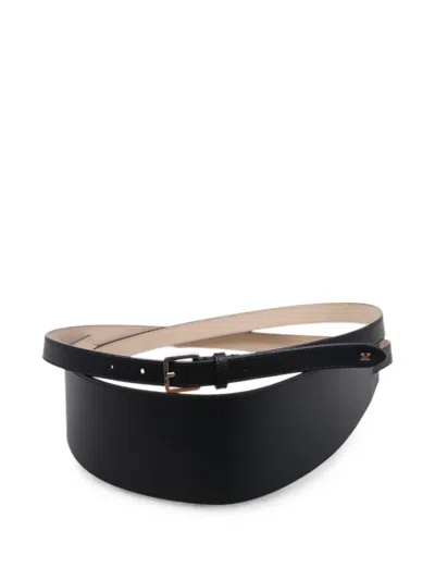Max Mara Logo-plaque Leather Belt In Black