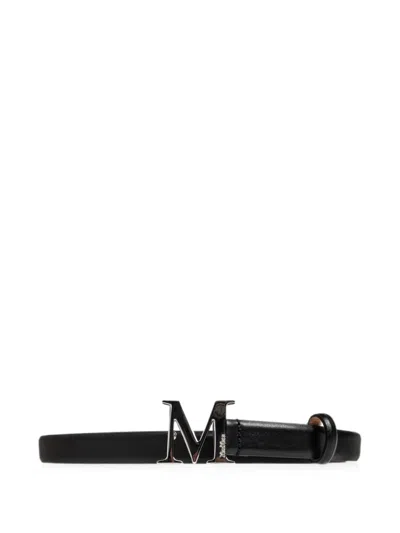Max Mara Logo-plaque Leather Belt In Red