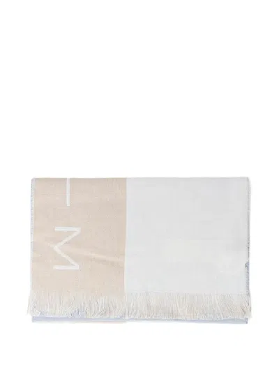 Max Mara Logo-print Fringed Scarf In White