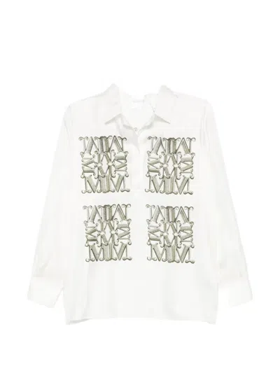 Max Mara Logo-print Long-sleeve Shirt In White