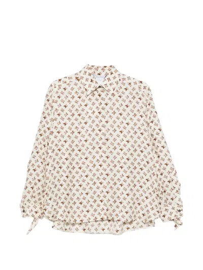 Max Mara Silk Shirt Collar Drop-shoulder Blouse With Cuff Ties And Back Pleats In White