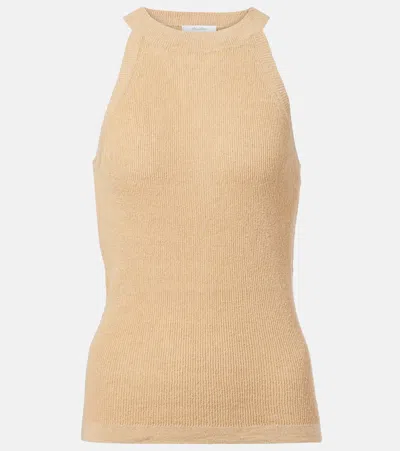 Max Mara Lolly Linen And Silk-blend Top In Black