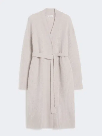Max Mara Long Alpaca And Wool Cardigan In Neutral