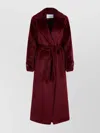 Max Mara Long Alpaca And Wool Coat With Belt In Red
