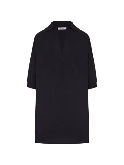 Max Mara Long Alpino Sweater In Viscose Crepe In Black