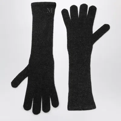 Max Mara Long Anthracite Cashmere Gloves In Grey