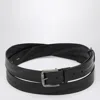 Max Mara Long Belt In Black Leather In Brown