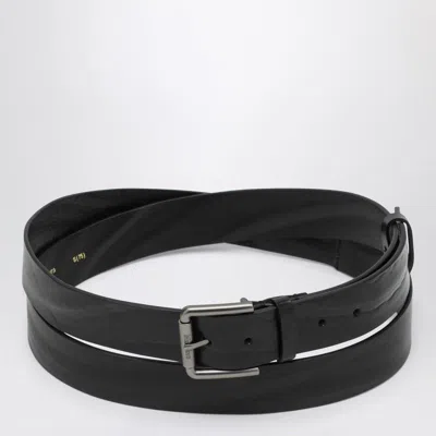 Max Mara Long Belt In Black Leather In Brown