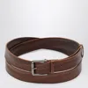 Max Mara Long Belt In Brown Leather In Brown