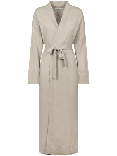 Max Mara Long Belted Cardigan In Neutral