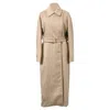 Max Mara Long Belted Coat In Beige Wool In Beige