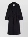 Max Mara Long Belted Coat Lapel Collar Pockets In Black
