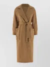 Max Mara Long Belted Coat Notched Lapel In Brown