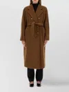 Max Mara Long Belted Double-breasted Coat In Brown