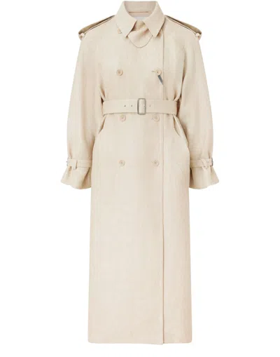 Max Mara Long Belted Trench Coat In Brown