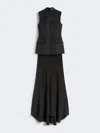 Max Mara Long Bi-material Dress In Black