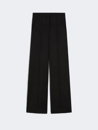 Max Mara Long Black Wool Trousers In Green