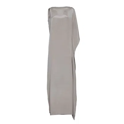 Max Mara Long Bora Dress In Pearl Gray Silk