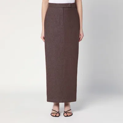 MAX MARA LONG BROWN SKIRT IN DENIM EFFECT