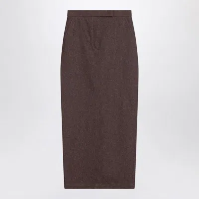 MAX MARA MAX MARA  LONG BROWN SKIRT IN DENIM EFFECT