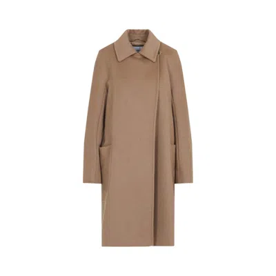 Max Mara Long Camel Hair And Viscose Coat In Brown