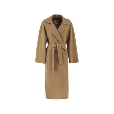 Max Mara Long Camel Robe Coat In Neutrals