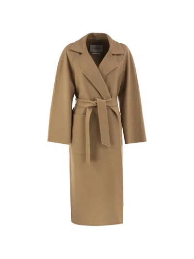 Max Mara Long Camel Robe Coat In Brown