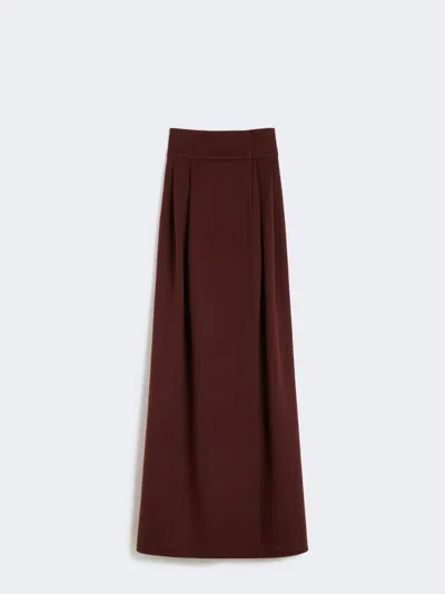 Max Mara Long Camel Skirt In Burgundy