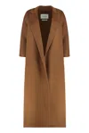 Max Mara Long Wool Coat Notched Collar Wide Sleeves In Brown
