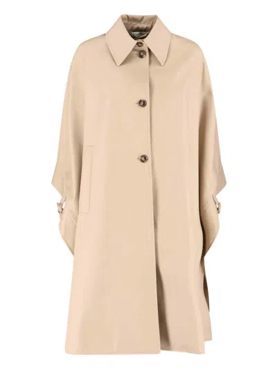 Max Mara Long Cape Pedale In Neutral