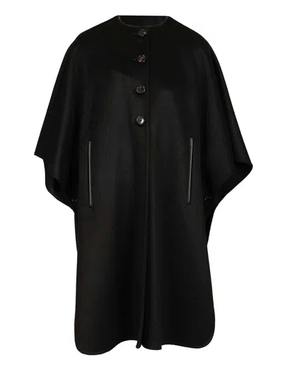 Max Mara Long Cape Scarves And Foulards Black