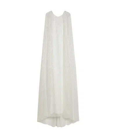 Max Mara Long Cape Silk Dress In White