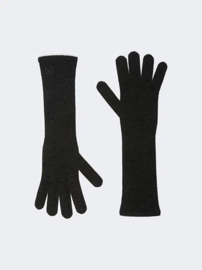 Max Mara Long Cashmere Gloves In Medium Grey