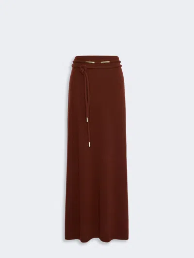 Max Mara Long Cashmere Yarn Skirt In Rouille